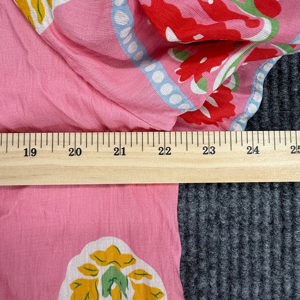 Umgee Blouse Womens Small Pink Excellent Floral Boho Tassel Tie V-Neck Top - Picture 5 of 5